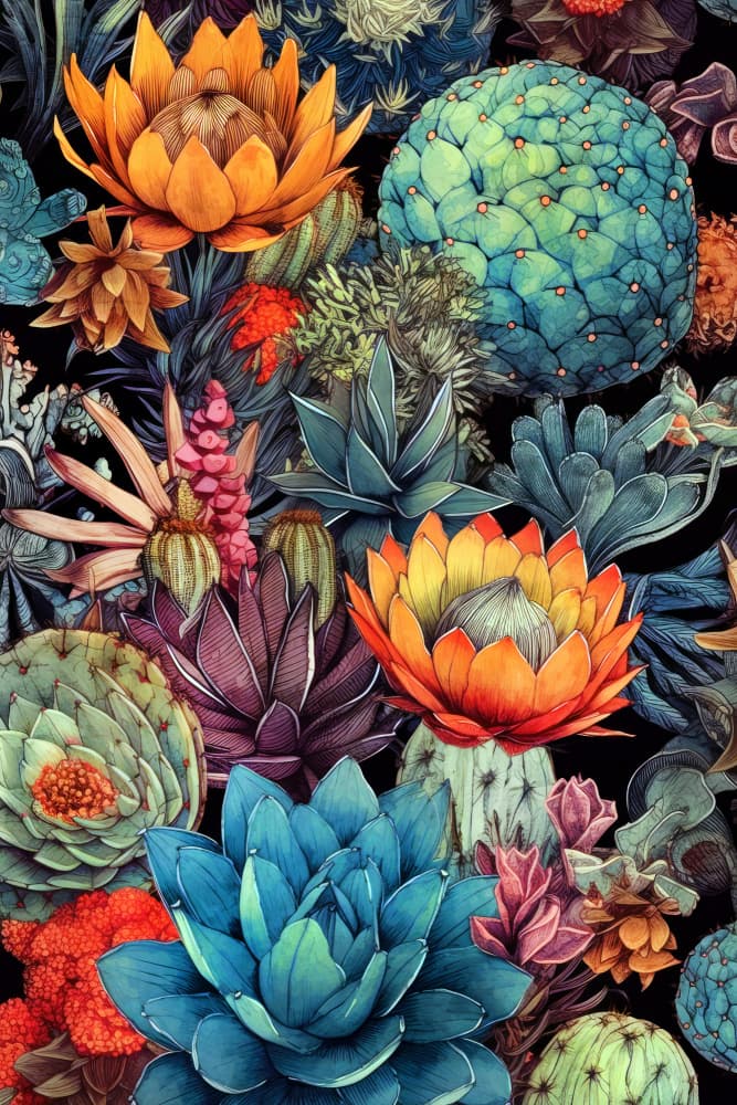 Vibrant Succulent Garden by Justyna Jaszke — canvas wall art