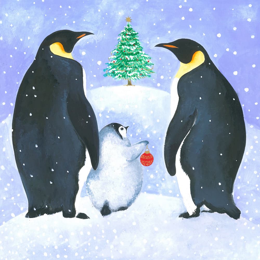 Penguins At Christmas by Isabelle Brent — canvas wall art