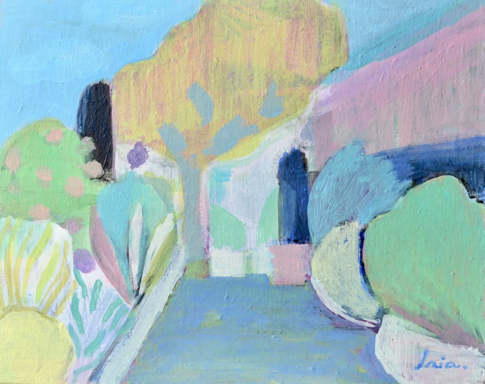 Pastel Garden Path by Iria Fernandez — canvas wall art
