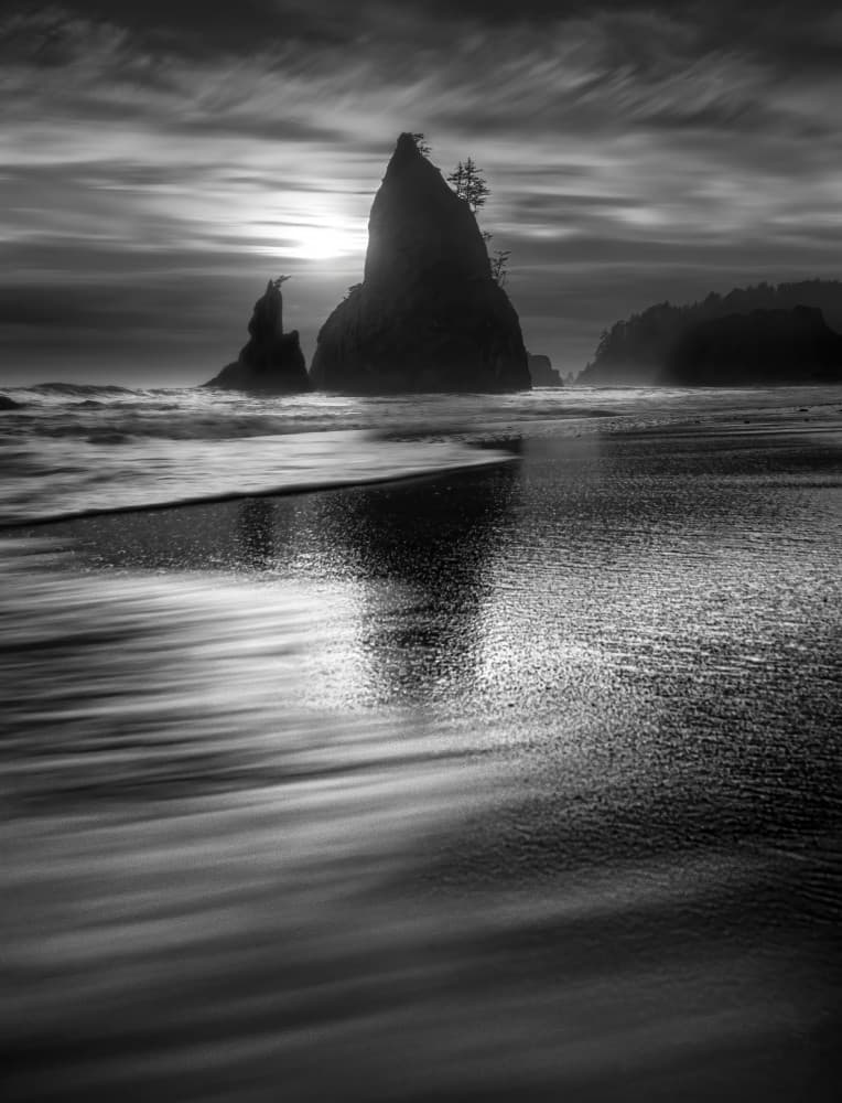 Dramatic Sea Stack Beach by Ruiqing P. — canvas wall art