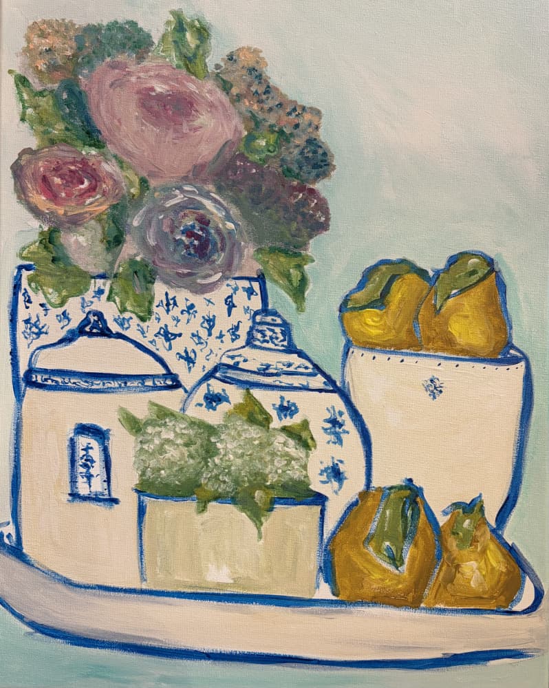 Blue and White Still Life by Breanna Megan Studio — canvas wall art