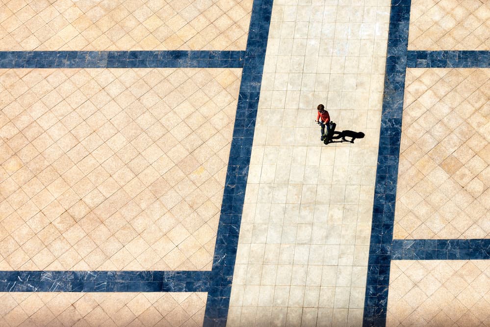 Geometric Scooter Path by Emilio Pino — canvas wall art