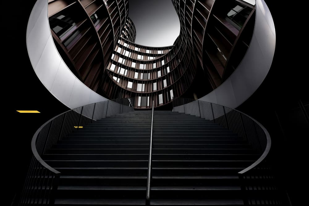 Dramatic Curved Staircase by Jorge Pimenta — canvas wall art