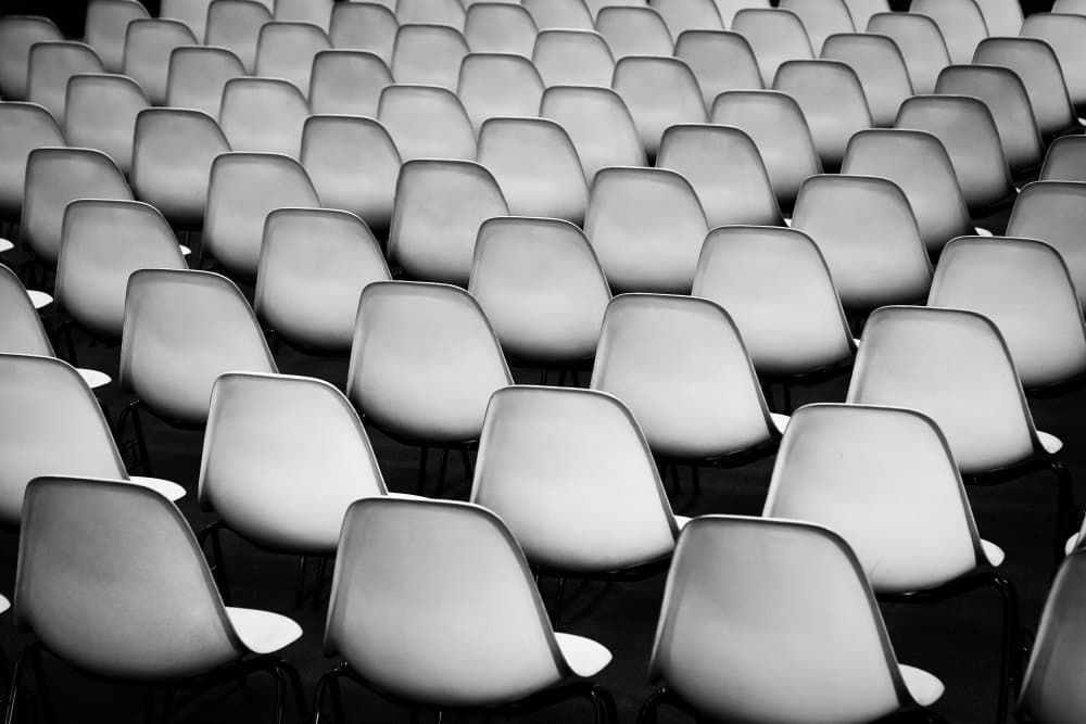 Empty Auditorium Chairs by Peter Pfeiffer — canvas wall art