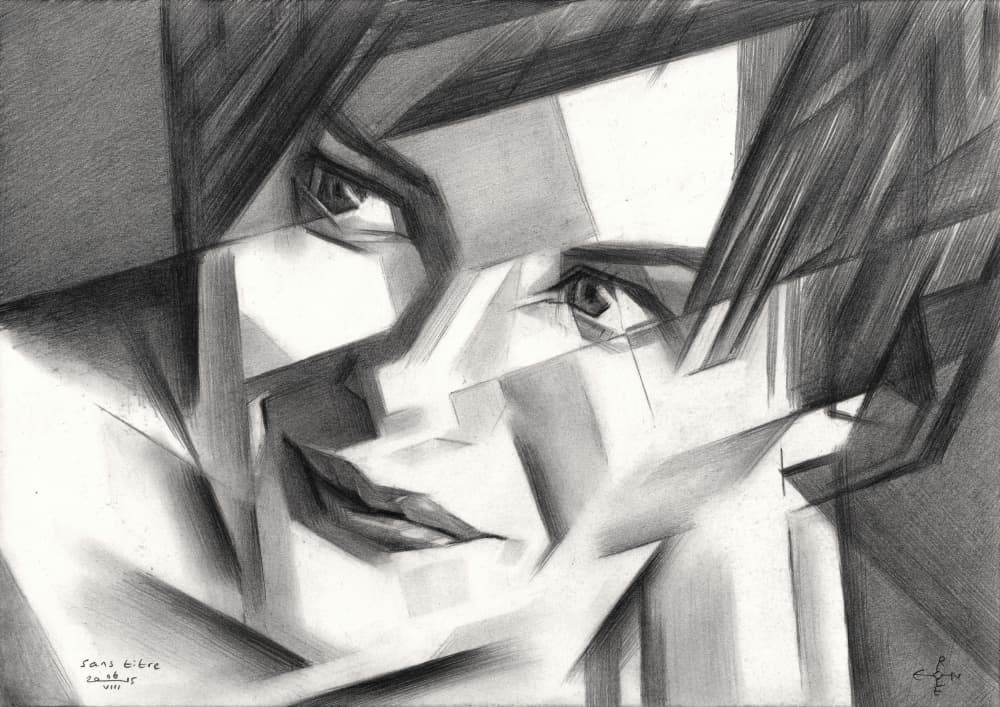Geometric Face Portrait by Corné Akkers — canvas wall art