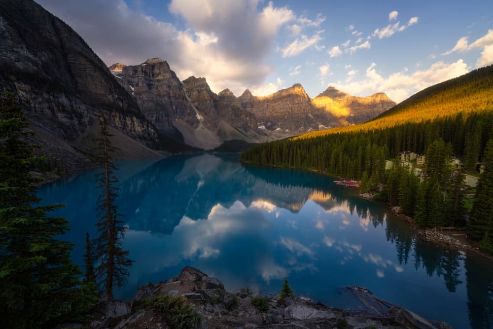 Majestic Mountain Lake by Yongnan Li (李永男) — canvas wall art