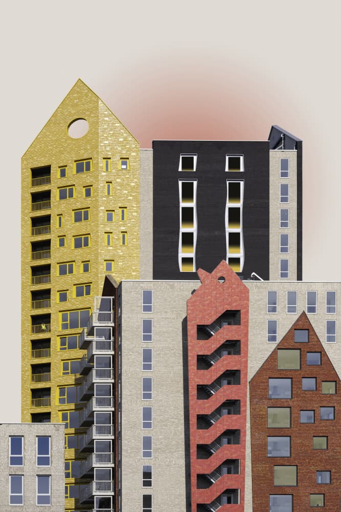 Colorful Gable Buildings by Greetje van Son — canvas wall art
