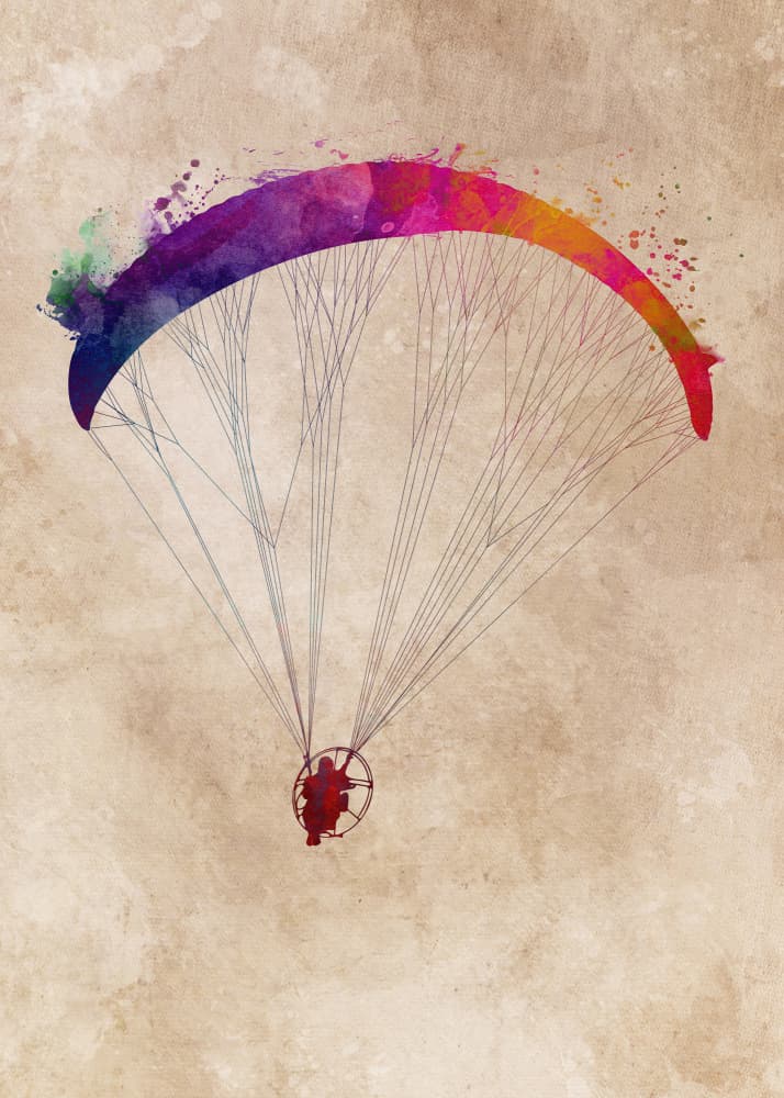 Colorful Paraglider Flight by Justyna Jaszke — canvas wall art