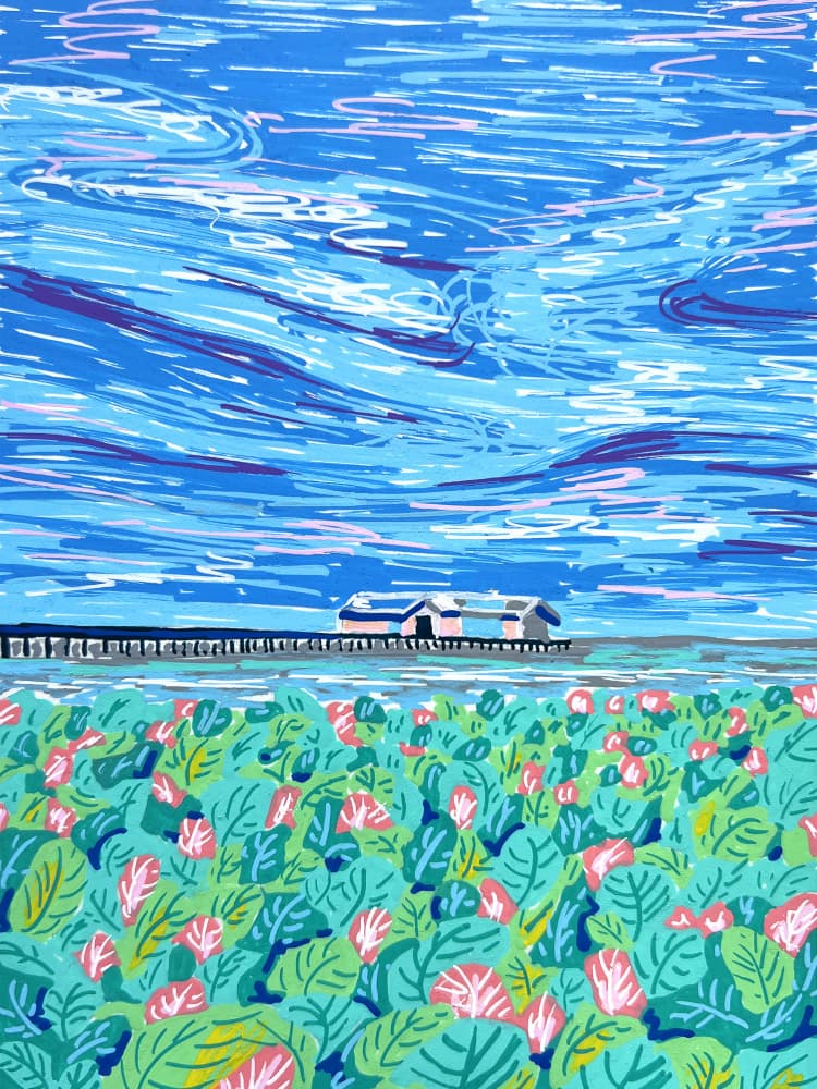 Vibrant Coastal Pier by Pauline Wegman | Key and Sea Creative — canvas wall art