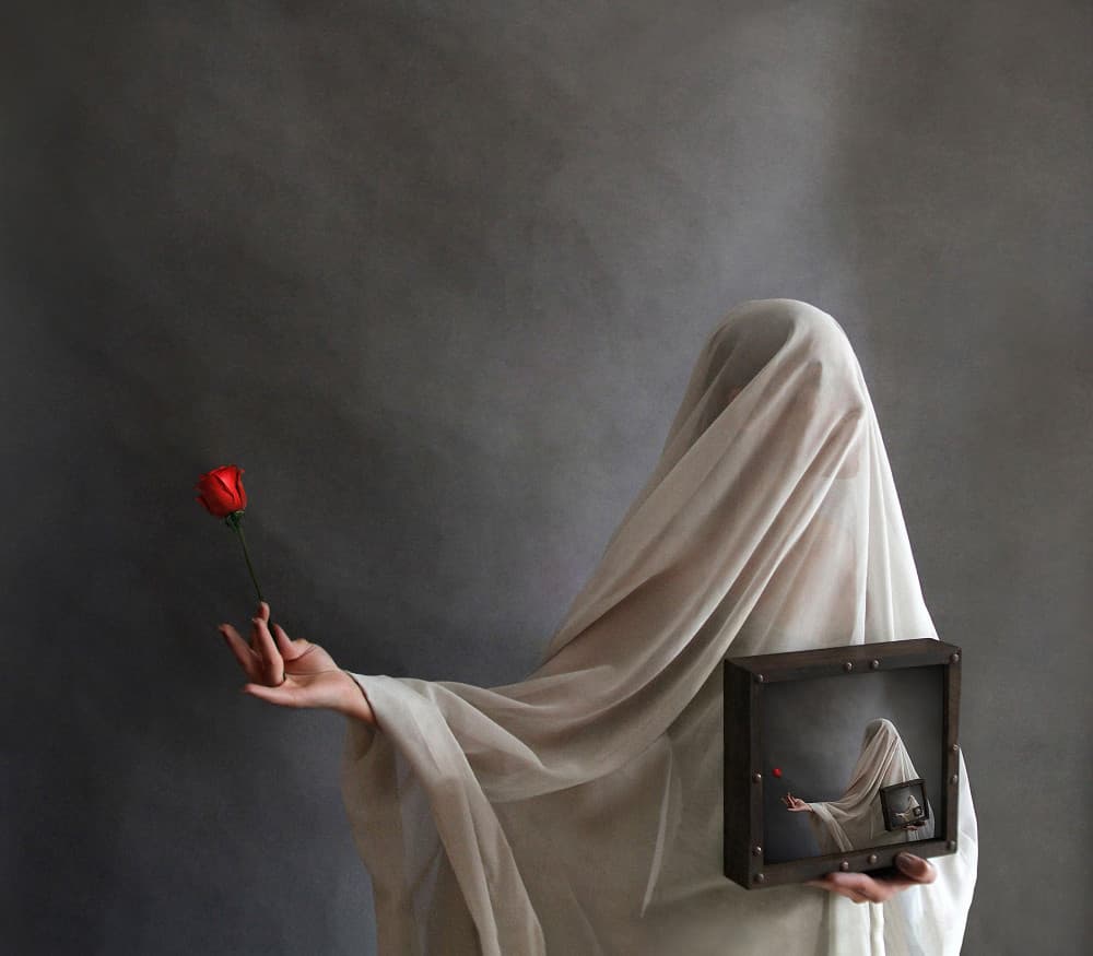 Veiled Figure Endless Reflection by Maryam sadat Ahmadi — canvas wall art