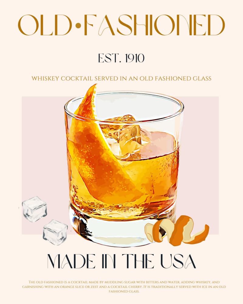 Old Fashioned Cocktail by Nazma Khokhar — canvas wall art