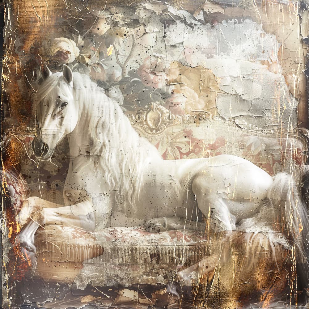 Baroque White Horse Dream by Rafal Kulik — canvas wall art