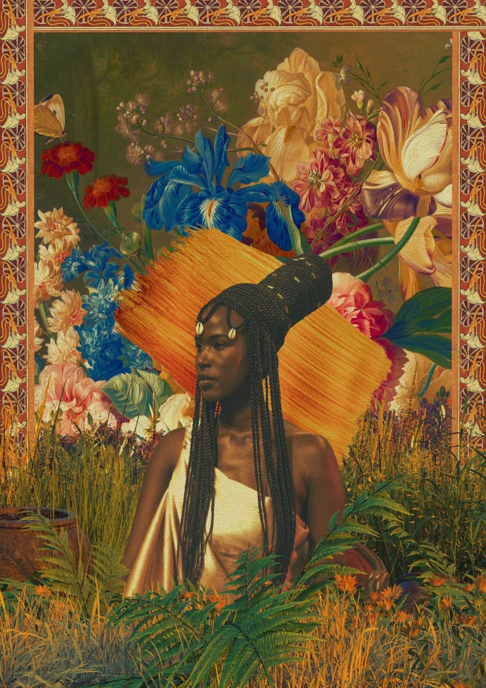 Braided Woman Floral Dream by CosmoZach — canvas wall art