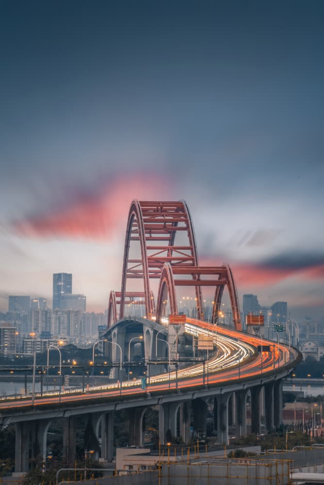 Red Arch Bridge Trails by 陈权圣 — canvas wall art