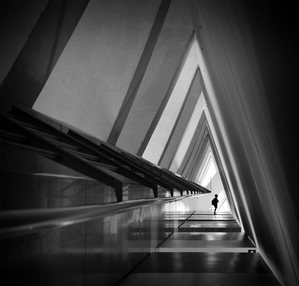 Geometric Hallway Solitude by Marc Apers — canvas wall art