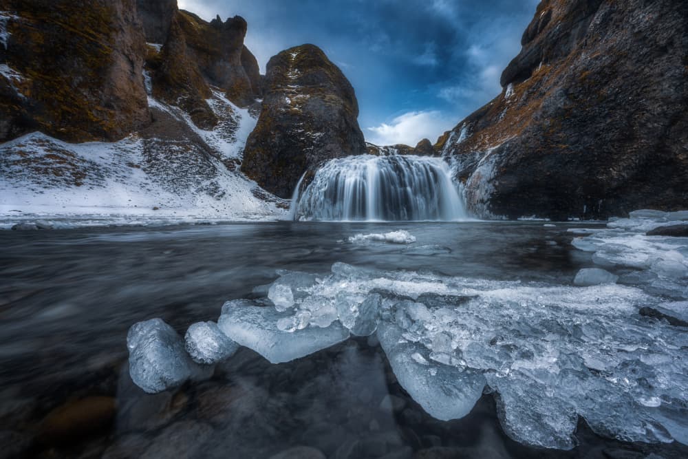 Majestic Winter Falls by Adam Pachula — canvas wall art