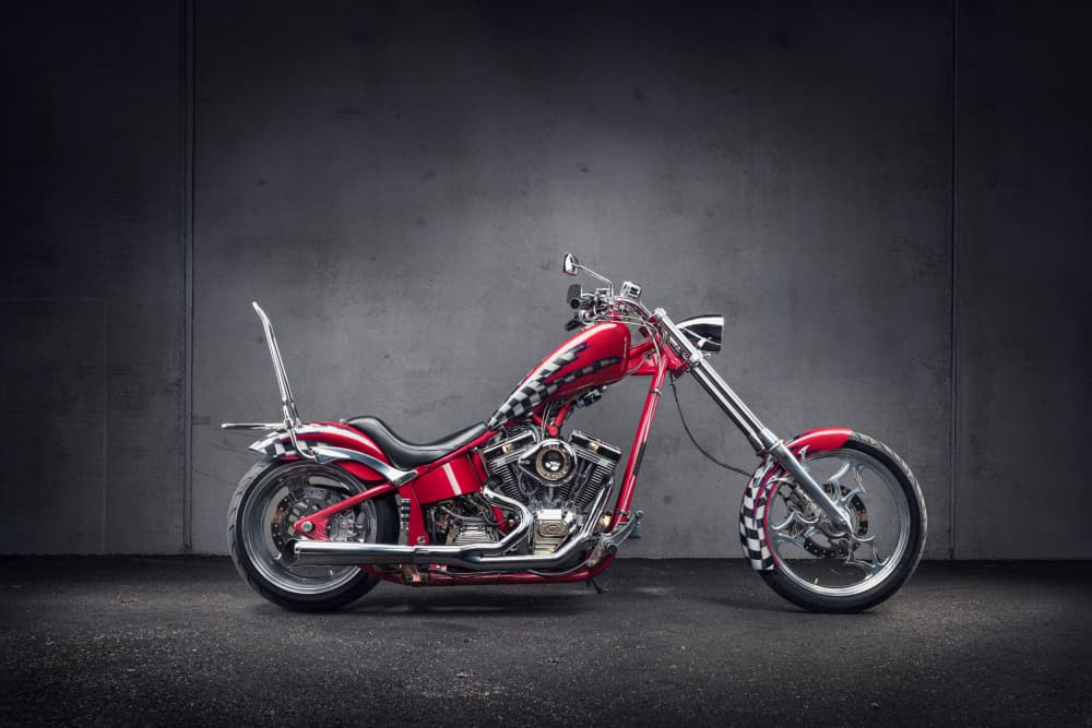 Sleek Red Chopper by Petri Damstén — canvas wall art
