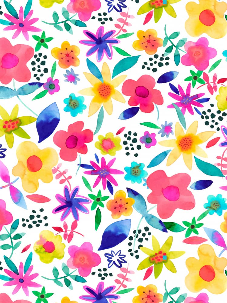 Vibrant Watercolor Flowers by Ninola Design — canvas wall art