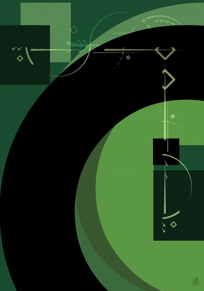 Green Geometric Flow by Osvaldo Russo — canvas wall art