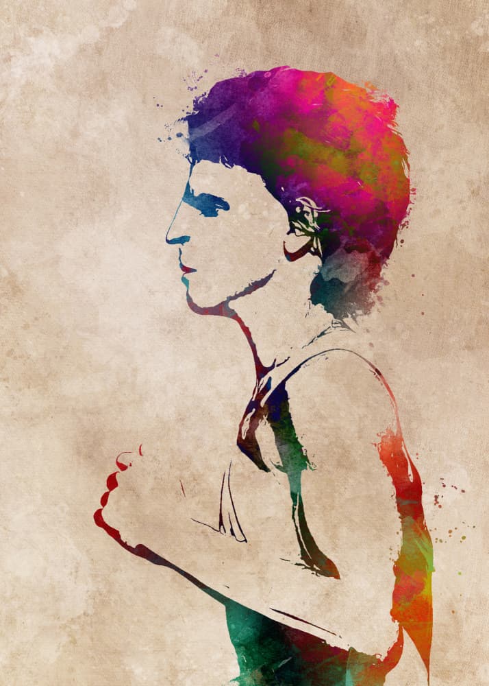 Vibrant Watercolor Athlete by Justyna Jaszke — canvas wall art