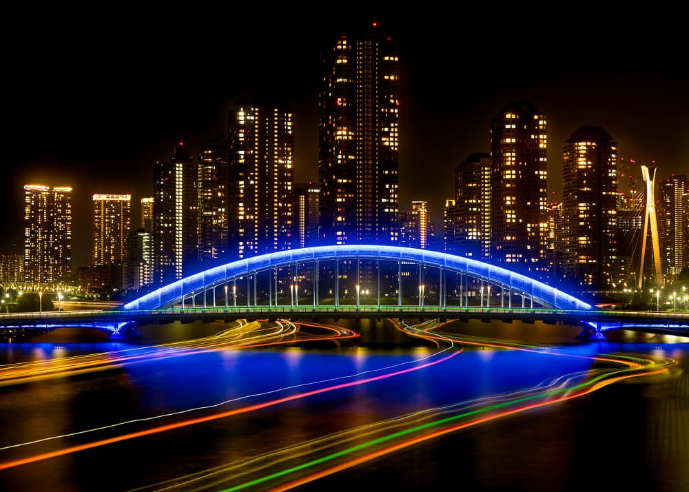 Blue Bridge City Trails by Hidenori Sono — canvas wall art