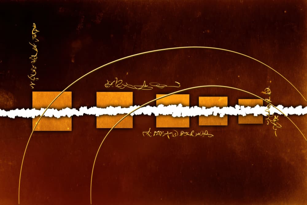 Warm Gold Abstract Script by Rafal Kulik — canvas wall art