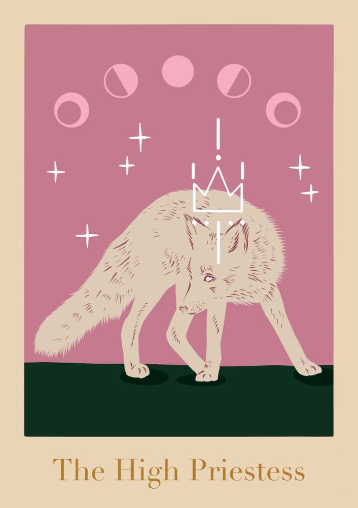 High Priestess Wolf by Alina Shulhouskaya — canvas wall art
