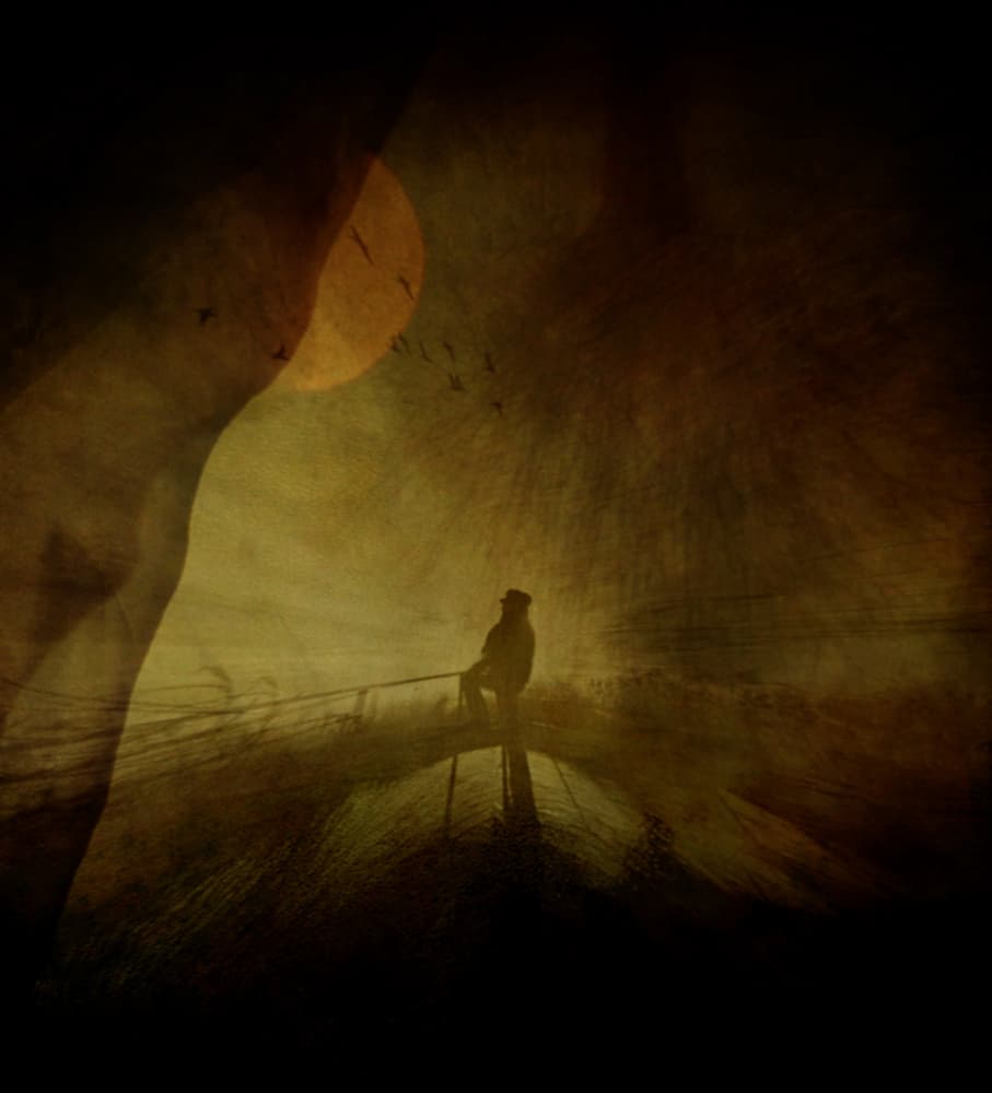 Solitary Figure Golden Glow by Robert Fabrowski — canvas wall art