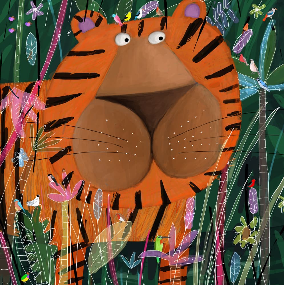 Whimsical Jungle Tiger by Carla Daly — canvas wall art