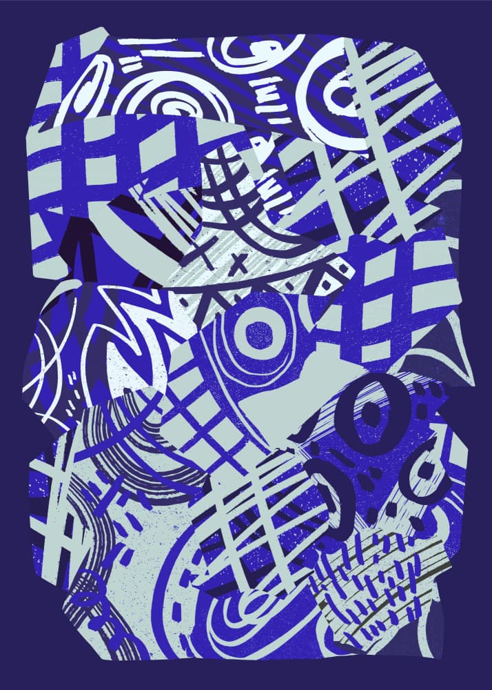 Dynamic Blue Patterns by RS LAB STUDIO — canvas wall art