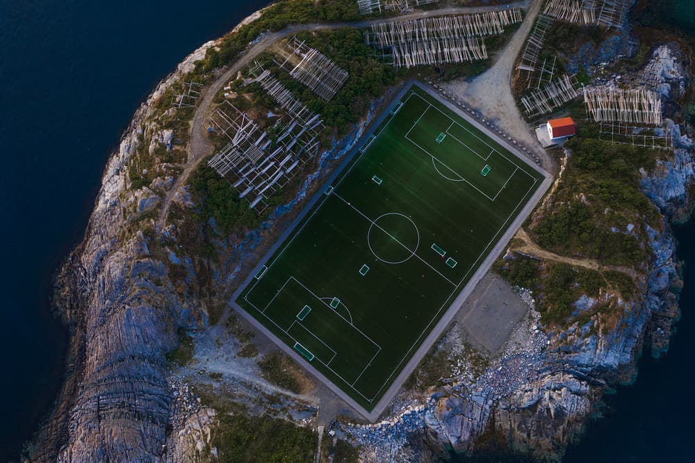Remote Island Football Field by Bingo Z — canvas wall art