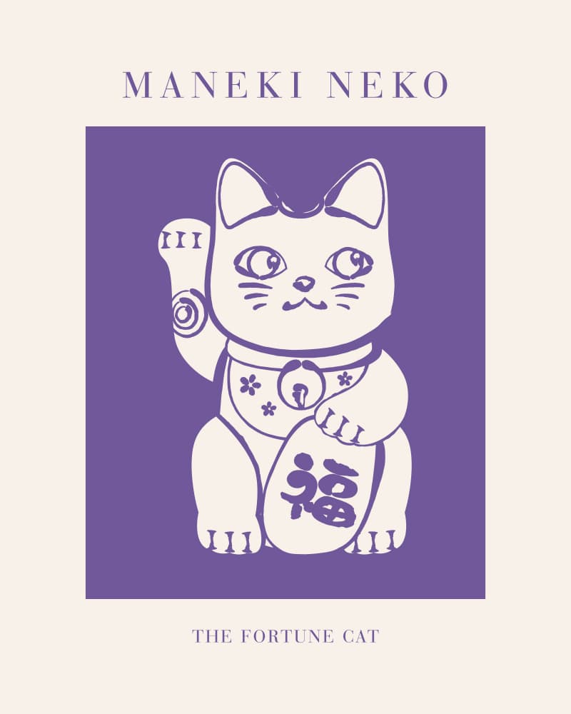 Maneki Neko Fortune Cat by KsanaKalpa — canvas wall art