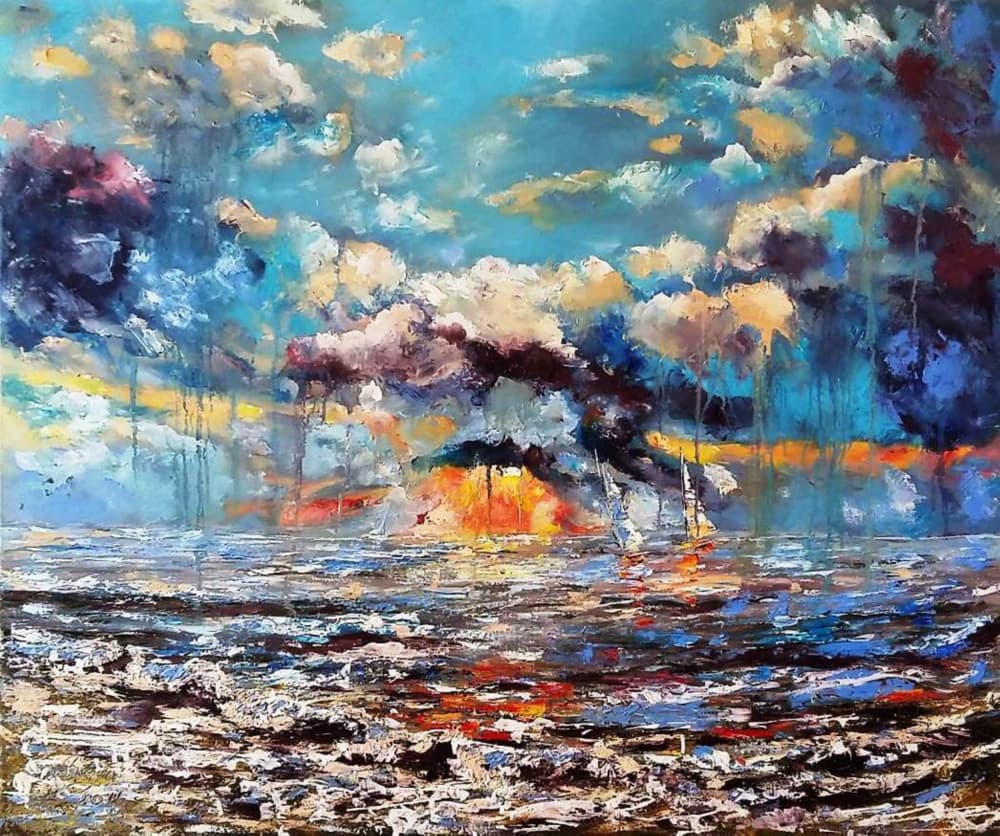 Vibrant Sunset Seascape by Anda Bieza — canvas wall art
