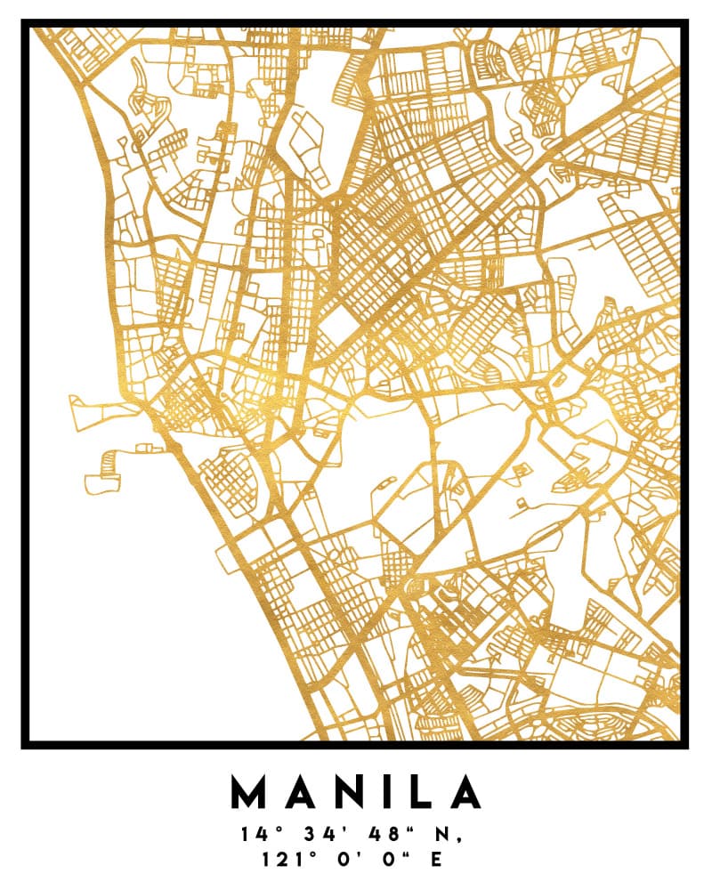 Golden Manila Map by Emiliano Deificus — canvas wall art