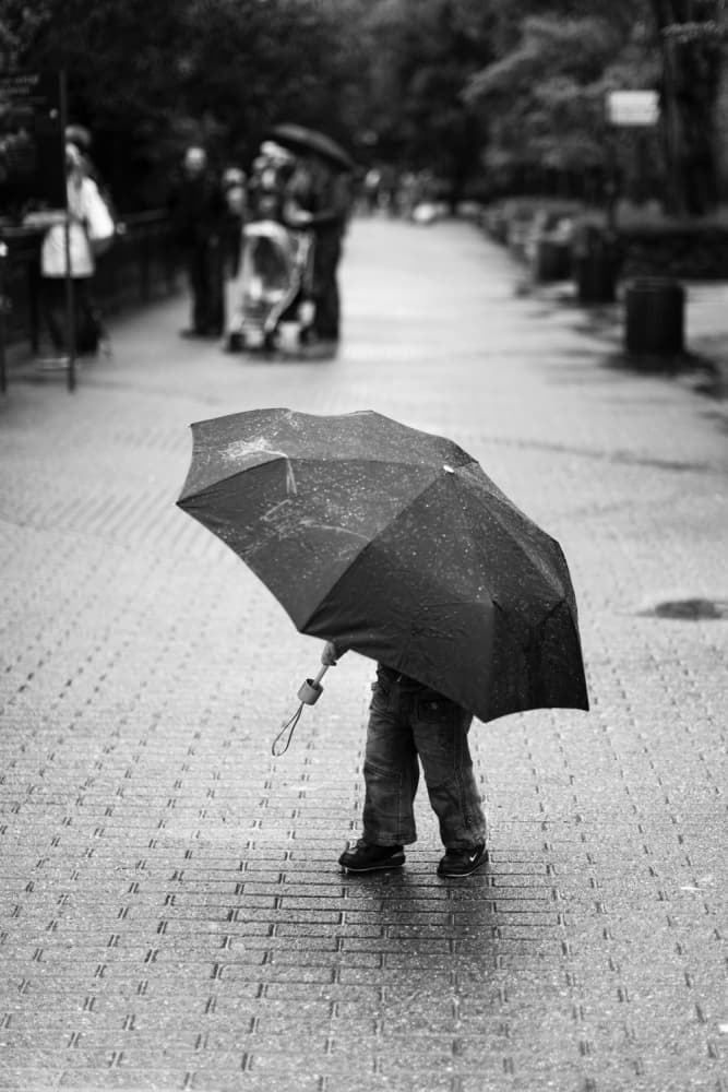 Child's Rainy Walk by Liesbeth van der Werf — canvas wall art