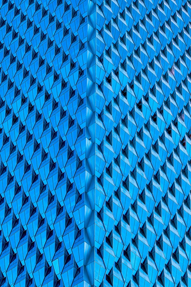 Blue Geometric Facade by GaoSL — canvas wall art