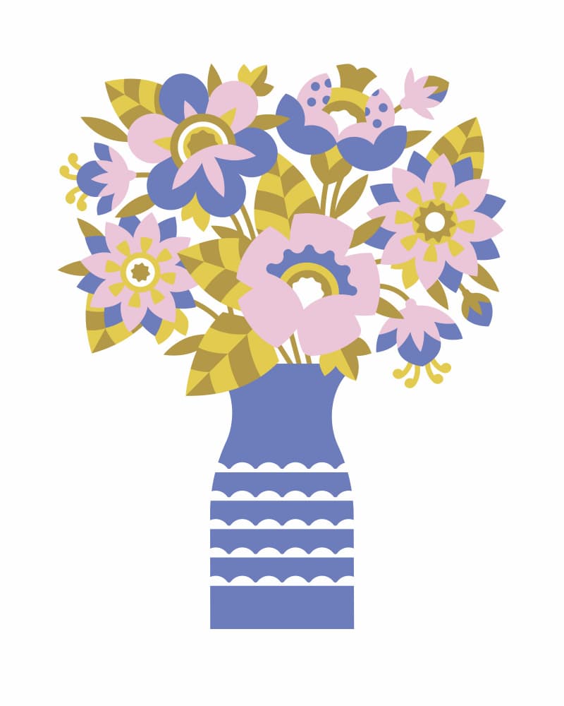Stylized Floral Vase by Tetiana Kava Illustration — canvas wall art