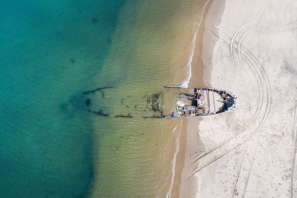 Shipwreck Beach Aerial View by Ivano Cheli — canvas wall art