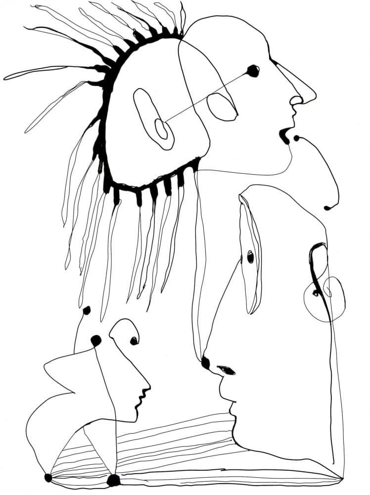 Abstract Line Faces by Frederic Belaubre — canvas wall art