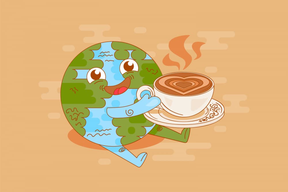 Happy Earth Coffee by Marika Barsrsind — canvas wall art
