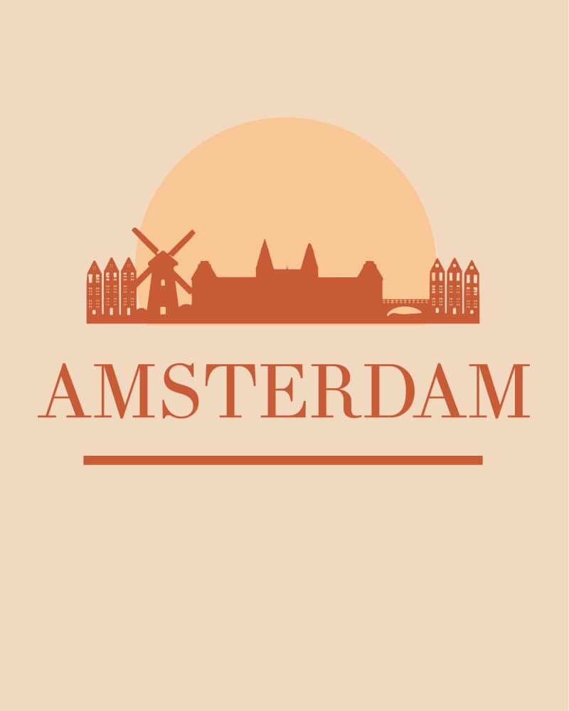 Amsterdam Sunset Skyline by Emiliano Deificus — canvas wall art