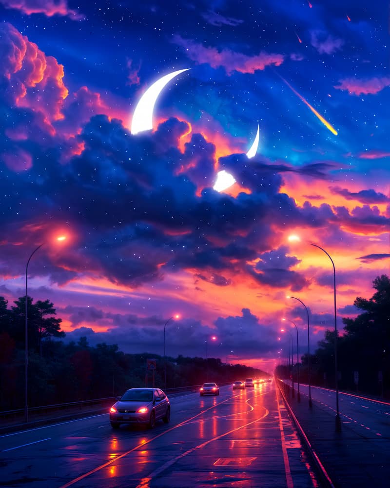 Vibrant Twilight Highway by Ritvik takkar — canvas wall art
