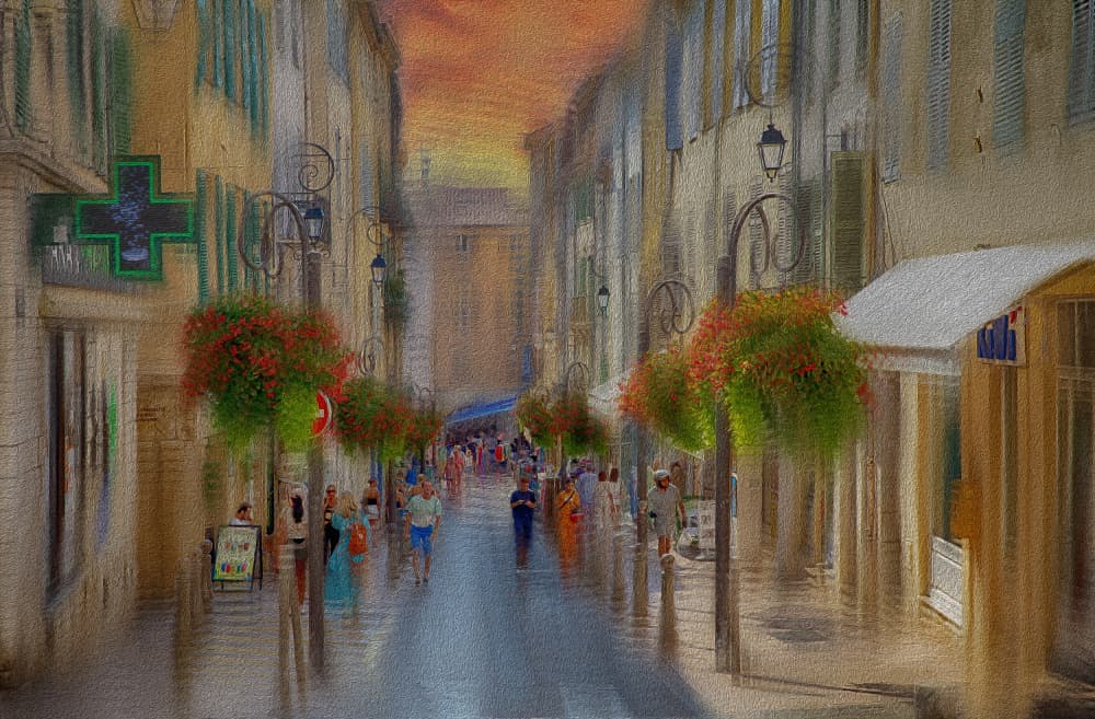 Charming European Evening by C.S. Tjandra — canvas wall art