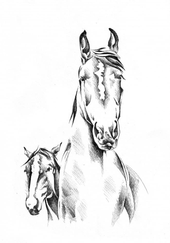 Gentle Horse Family by Kulik — canvas wall art