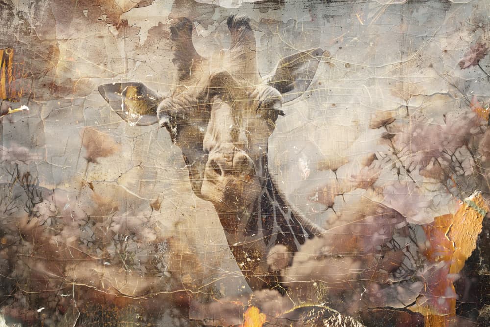 Vintage Giraffe Portrait by Rafal Kulik — canvas wall art