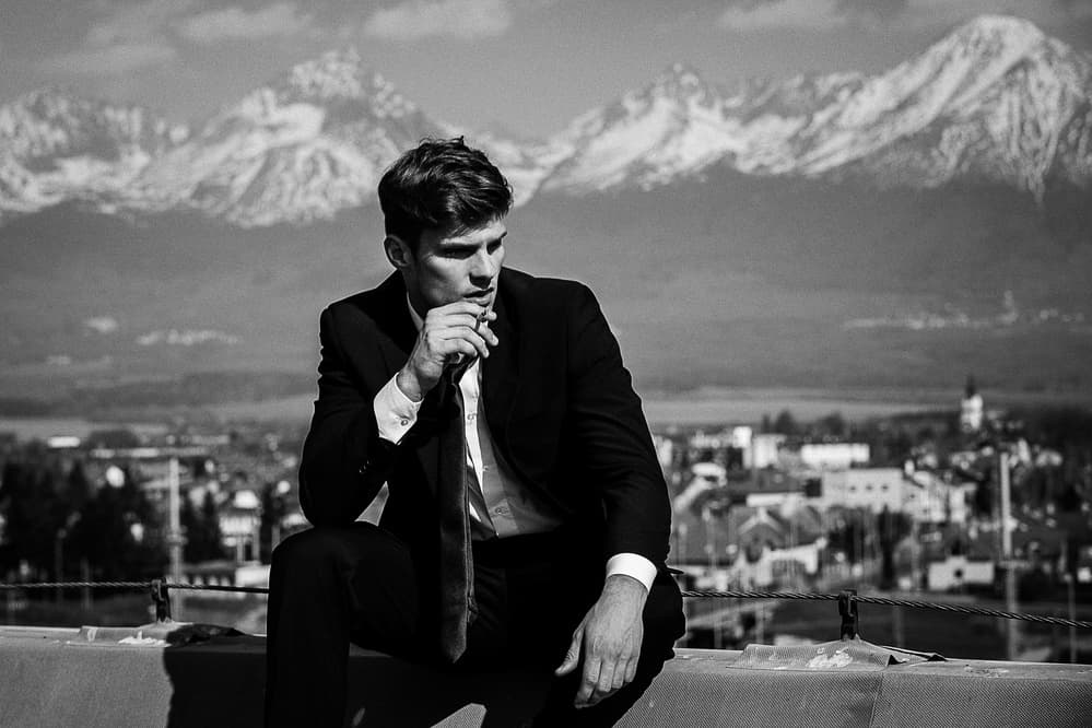 Pensive Man Mountain View by Martin Krystynek MQEP — canvas wall art