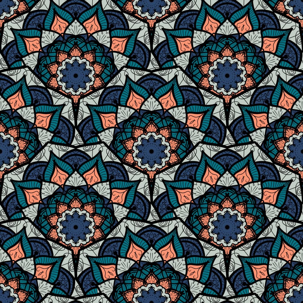 Teal Floral Mandala Pattern by Marika Barsrsind — canvas wall art