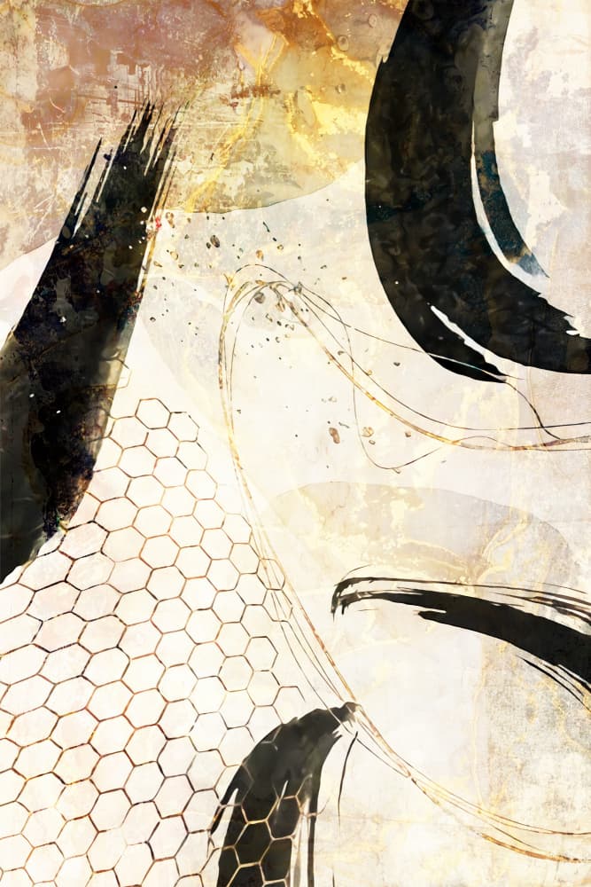 Abstract Golden Honeycomb by Rafal Kulik — canvas wall art
