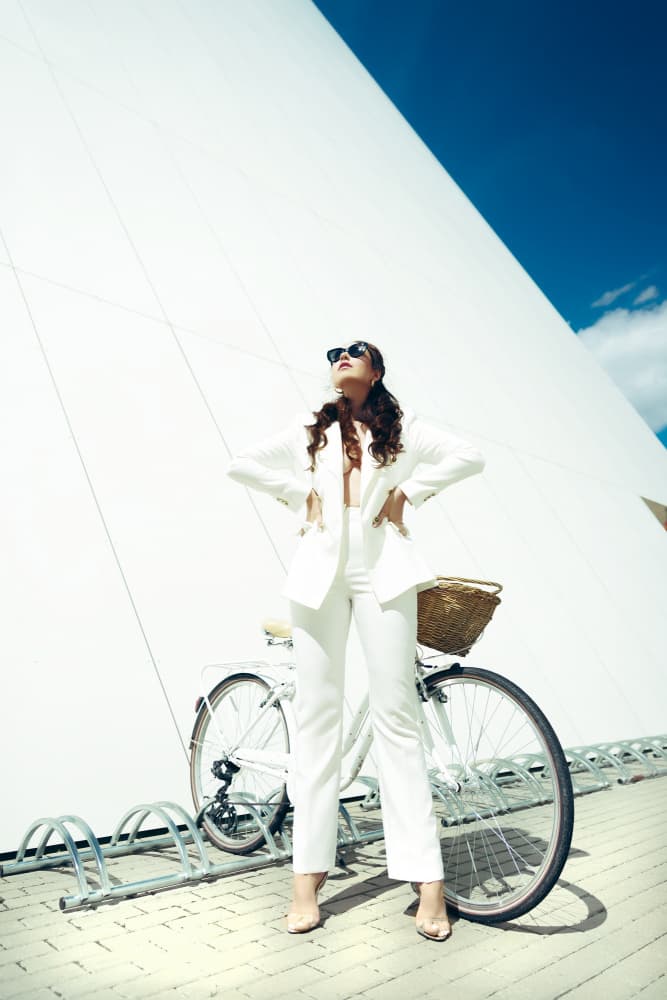 Confident White Suit Style by Ruslan Bolgov — canvas wall art