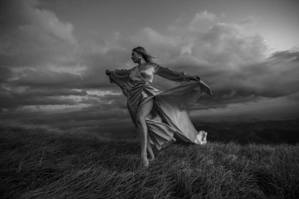 Flowing Dress Dramatic Sky by Arsen Alaberdov — canvas wall art